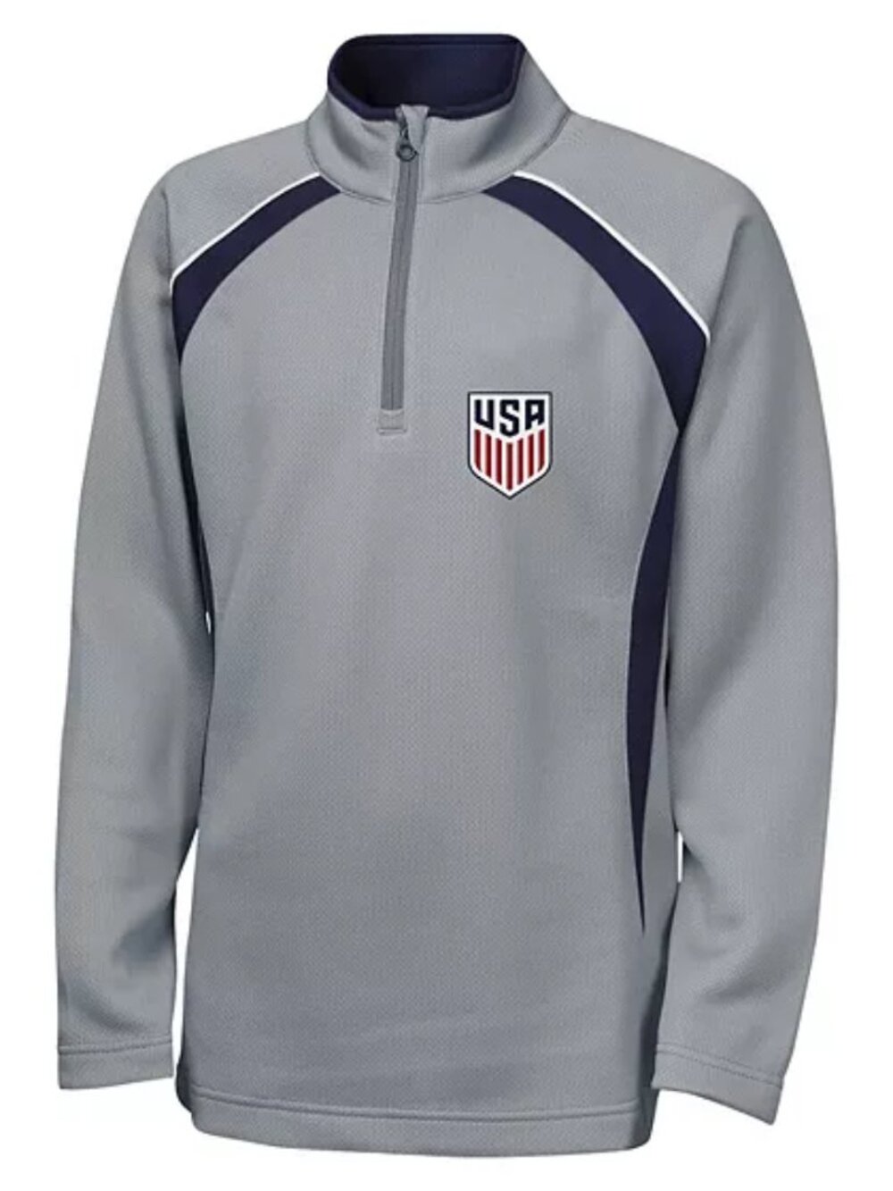 U.S. Soccer Men's 1/4 Zip Mock Neck Pullover Gray Size L Long Sleeve Activewear